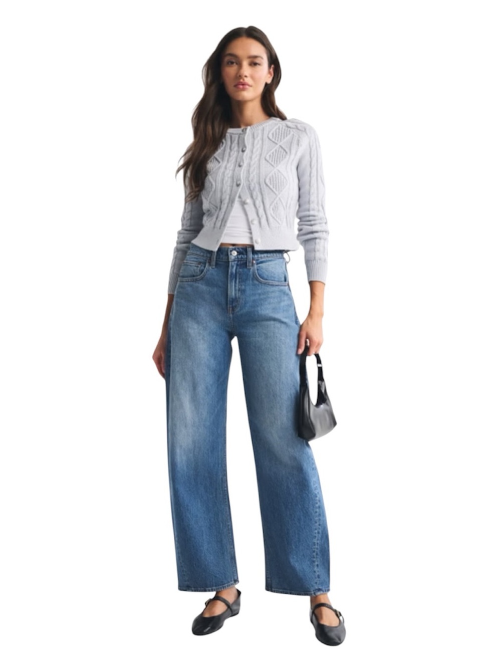 A & F High Waisted Barrel Curve Love Med Wash Jean Size 25 Long
